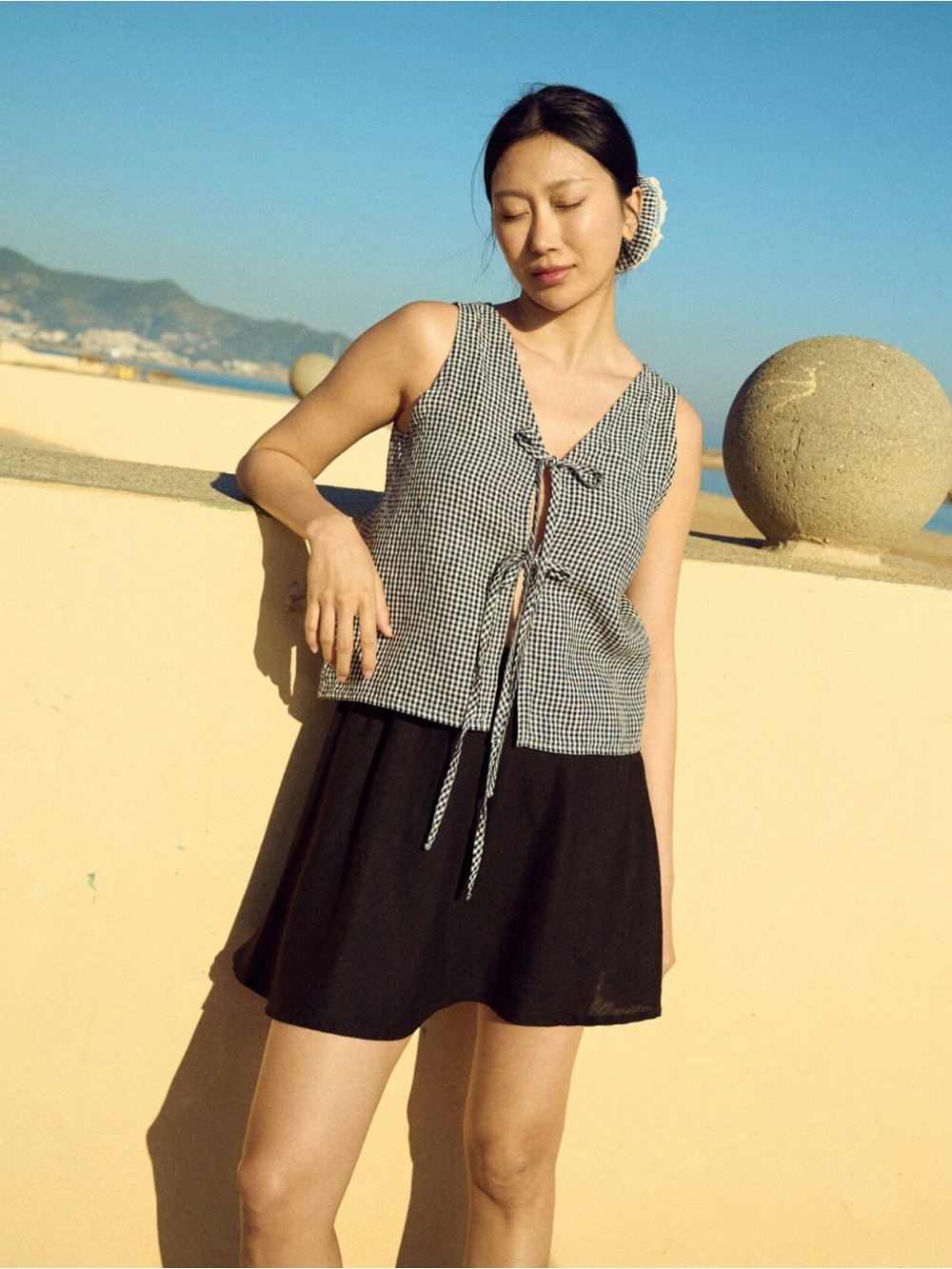 Linenfox Edith Skirt Black Size S/M Waistband Medium-Weight Linen Pockets